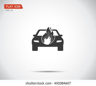 car fired Vehicle insurance Icon. Flat pictograph Icon design, Vector illustration.