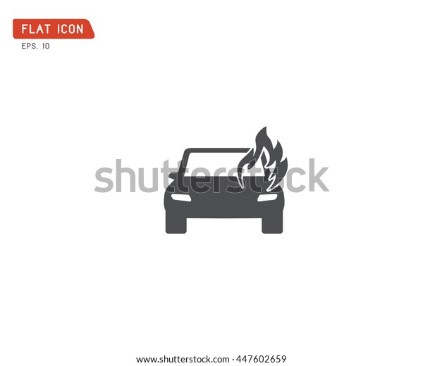 car fired Vehicle insurance Icon. Flat\
pictograph Icon design, Vector\
illustration.