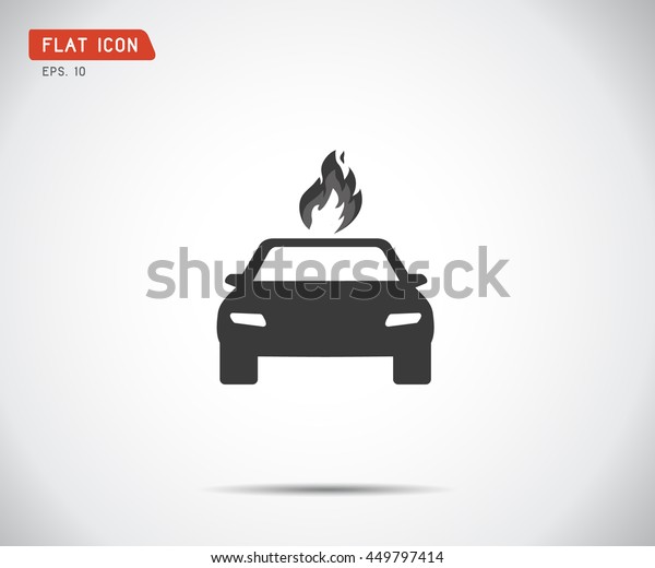 car fired Vehicle insurance Icon. Flat\
pictograph Icon design, Vector\
illustration