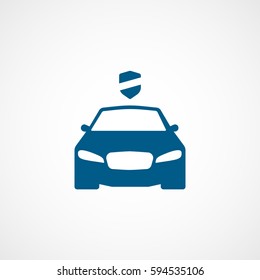 Car And Firewall Security Blue Flat Icon On White Background