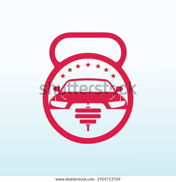 Car with fitness\
dumbbell icon logo design