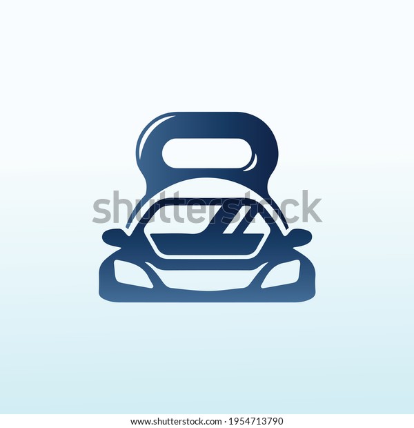 Car with fitness\
dumbbell icon logo design.
