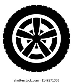 
Car with five pointed star shape inside denoting suv tyre icon 
