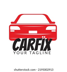logotipo de reparación de coches. ilustración vectorial del coche rojo 