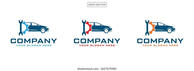 Car Fix and Restore Service Logo Design vector illustration
