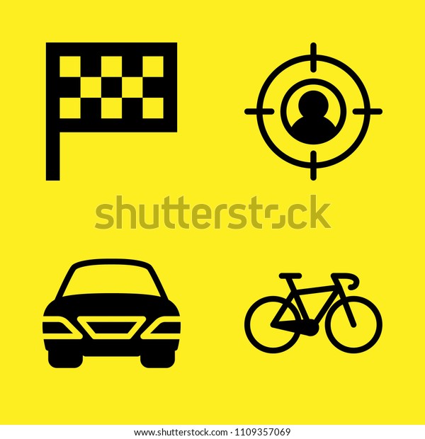 car, flag, target and bicycle vector\
icon set. Sample icons set for web and graphic\
design