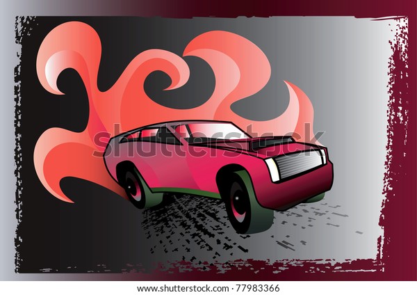 Car  with flame\
background.