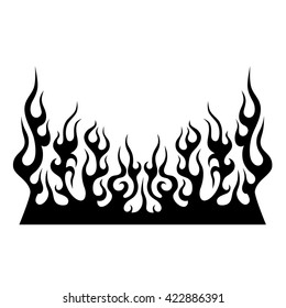 Car Flame, Flames Tattoo Tribal Vector Design Sketch. Fire Black Isolated Template Logo On White Background.