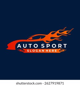 Car with flame logo design vector template. car speed logo design icon