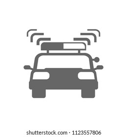 car with flasher on a white background