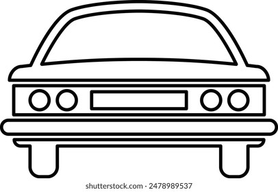 Car flat black vector icon.
