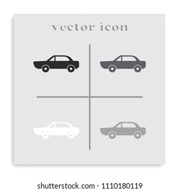 Car flat black and white vector icon.
