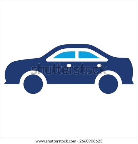 Car Flat Blue Icon Vector Illustration