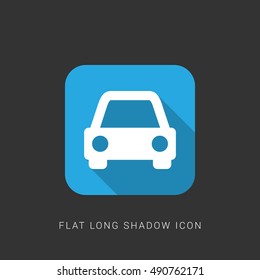 Car Flat blue long shadow Icon / Logo Design