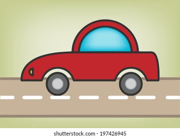 Car, flat design vector for transport icons, road map, toy and illustration for children book