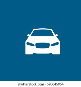 Car Flat Icon On Blue Background