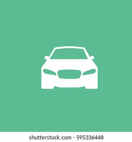 Car Flat Icon On Green Background