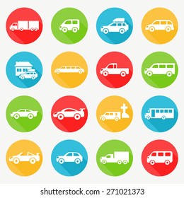Car flat icon set