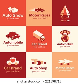 car flat icons set logo ideas for brand
