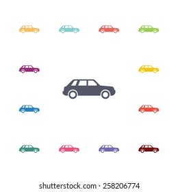 car flat icons set. Open colorful buttons 