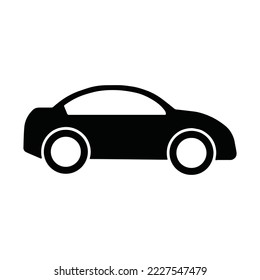 Icono de línea plana de auto sobre fondo blanco. Lado, vehículo, señal de automóvil. Concepto de transporte. Ilustración moderna de diseño de esquema plano, utilizada para temas como logotipo, viajes, tráfico, aplicación, web. EPS vectorial 10