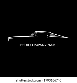 car flat logo with a black background