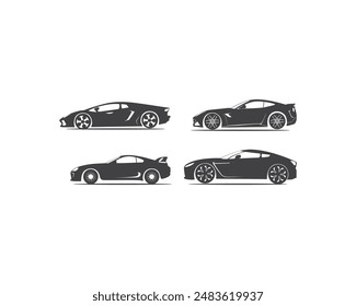 Silueta plana del coche Vector negro ilustraciones 