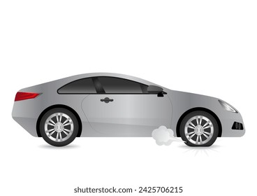 Car Flat Tire or Punctured Wheel Vector Illustration. 