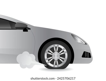 Pkw-Reifen oder durchbrochenes Rad Vektor-Illustration. 