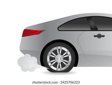 Car Flat Tire or Punctured Wheel Vector Illustration. 