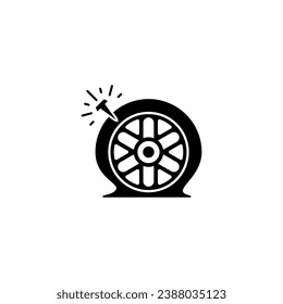 Car flat tire vector isolated icon on white background.