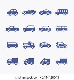 Car flat vector graphic icon set for web