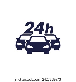 car fleet 24 hours icon on white