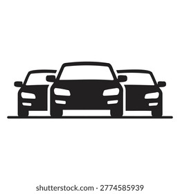 Car Fleet Auto Dealership Three Vehicles Silhouette Vector