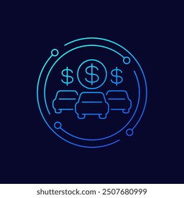 car fleet costs icon, linear design