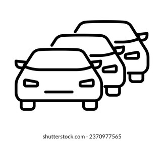 Car fleet flat icon on white background. Car in front icon
