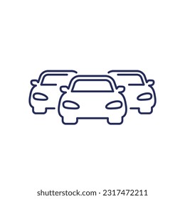 icono de flota de automóviles, vector de línea