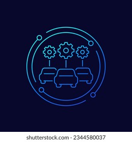 car fleet management icon, linear design