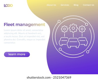 Plantilla de Sitio web de gestión de flotas de automóviles, diseño de Vectores
