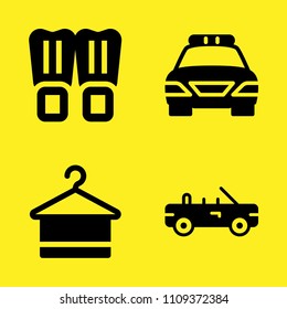 car, flippers, hanger and police car vector icon set. Sample icons set for web and graphic design