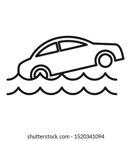 Auto-Hochwasser-Symbol. Umrisssymbol für Vektorillustration von Autoüberschwemmungen im Webdesign einzeln auf weißem Hintergrund