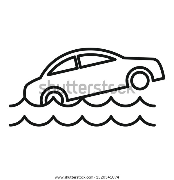 Car flood icon. Outline car flood\
vector icon for web design isolated on white\
background