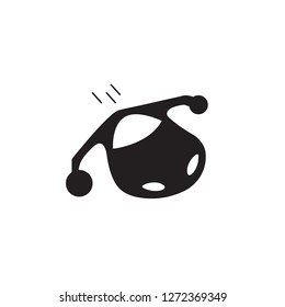 Car flying in the future black vector design illustration.