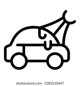Vector de contorno de icono de espuma de automóvil. Compruebe el cuerpo. Industria de la madera
