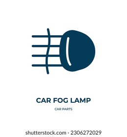 icono vectorial de la lámpara de niebla de coche. lámpara de niebla de coche, faro, íconos rellenos de niebla del concepto de piezas de coche planas. Icono de glifo negro aislado, elemento de símbolo de ilustración vectorial para diseño web y aplicaciones móviles