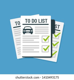 Car folder with document and checklist, vehicle Insurance document