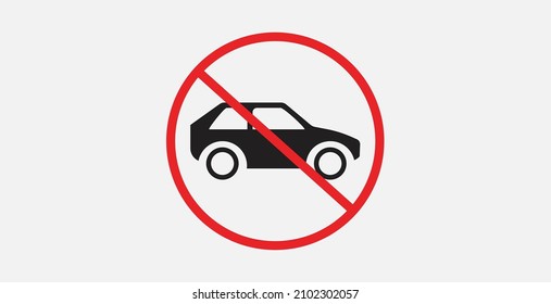 Car forbidden icon. No car or no parking sign. Parking prohibited symbol. Restriction icon. Flat design. Vector Illustration.