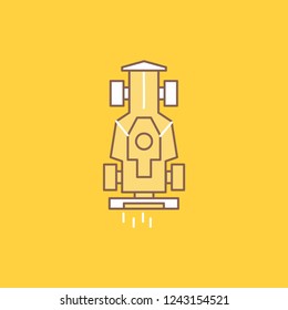 Car, formula, game, racing, speed Flat Line Filled Icon. Beautiful Logo button over yellow background for UI and UX, website or mobile application