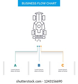 Car, formula, game, racing, speed Business Flow Chart Design with 3 Steps. Line Icon For Presentation Background Template Place for text