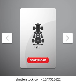 Car, formula, game, racing, speed Glyph Icon in Carousal Pagination Slider Design & Red Download Button